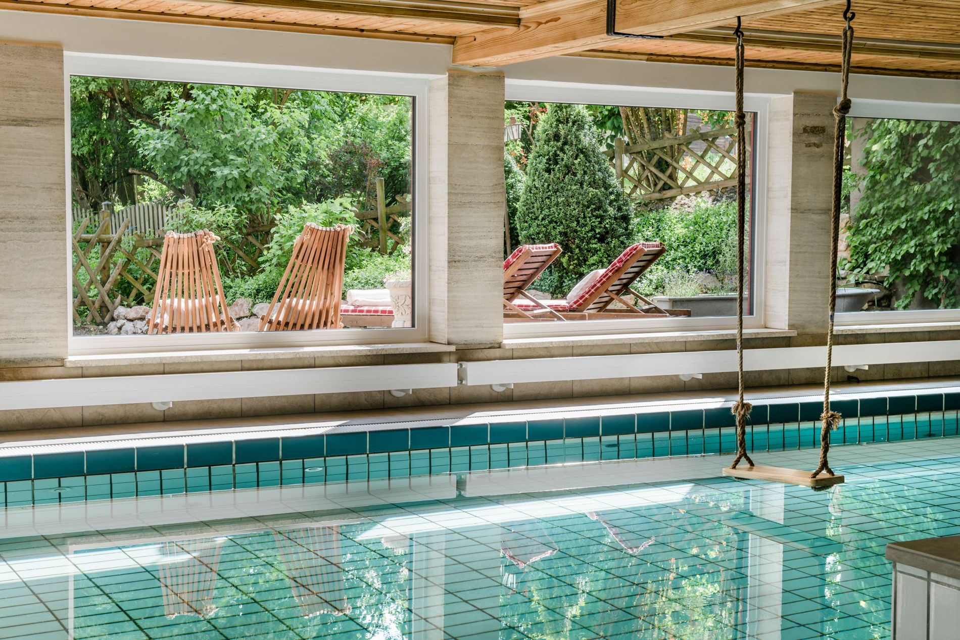 indoor pool, open 7:00 am to 8:00 pm, pool loungers