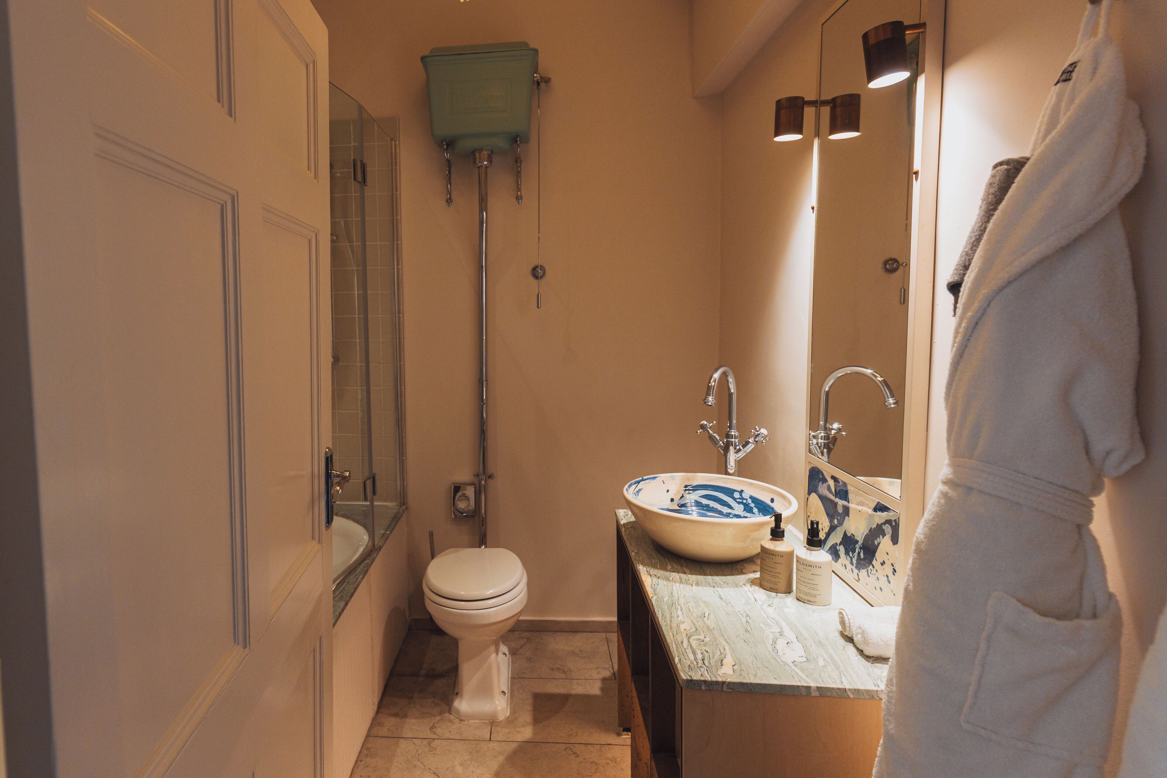 pulteney room | bathroom | designer toiletries, hair dryer, bathrobes, towels