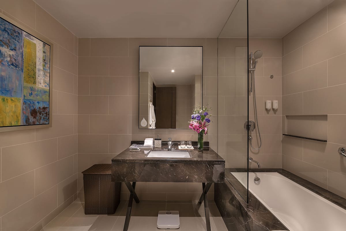 In-room safe, desk, laptop workspace, soundproofing