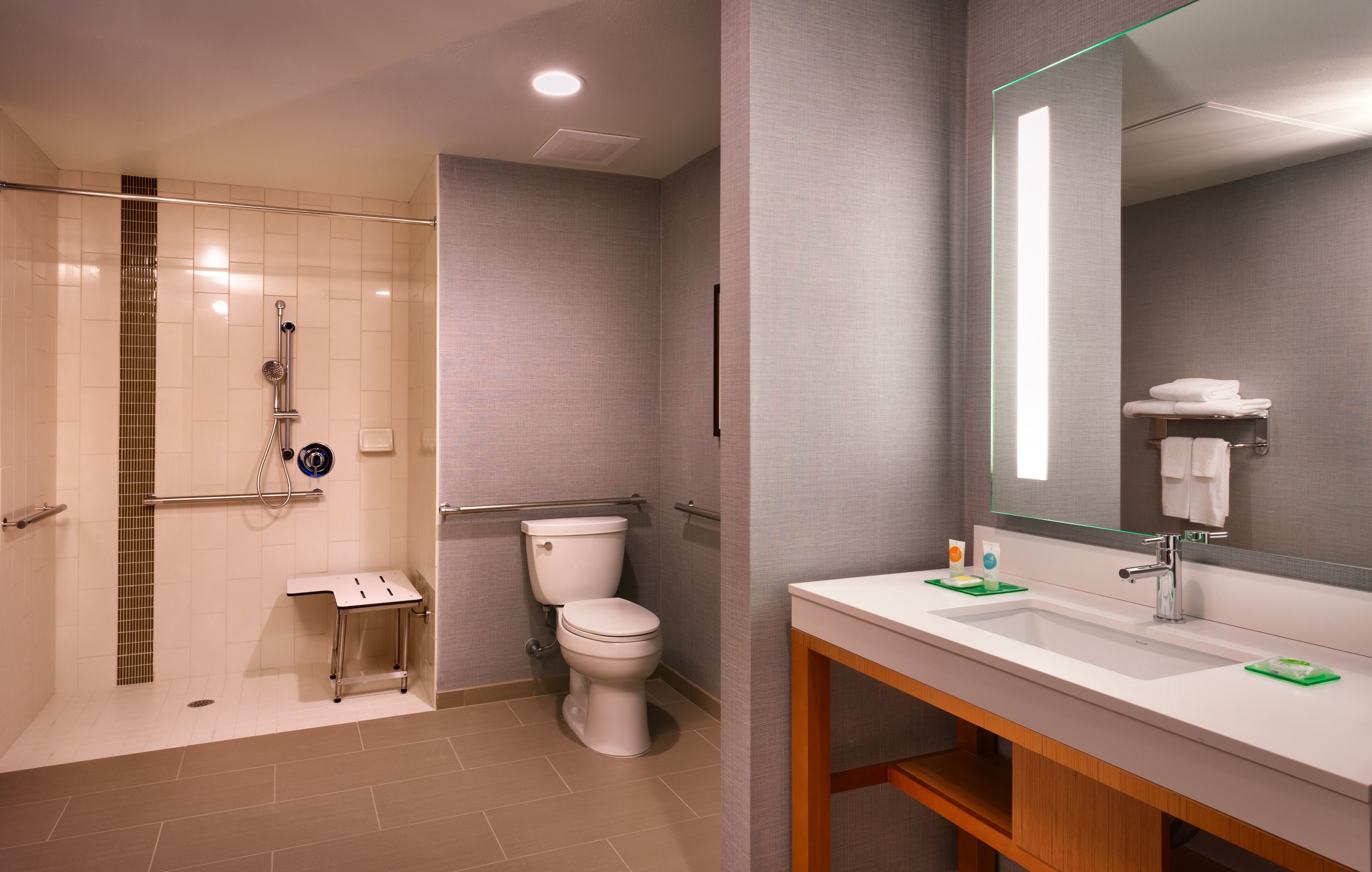 room, 1 king bed with sofa bed, accessible (1 bedroom, accessible shower) | bathroom | designer toiletries, hair dryer, towels