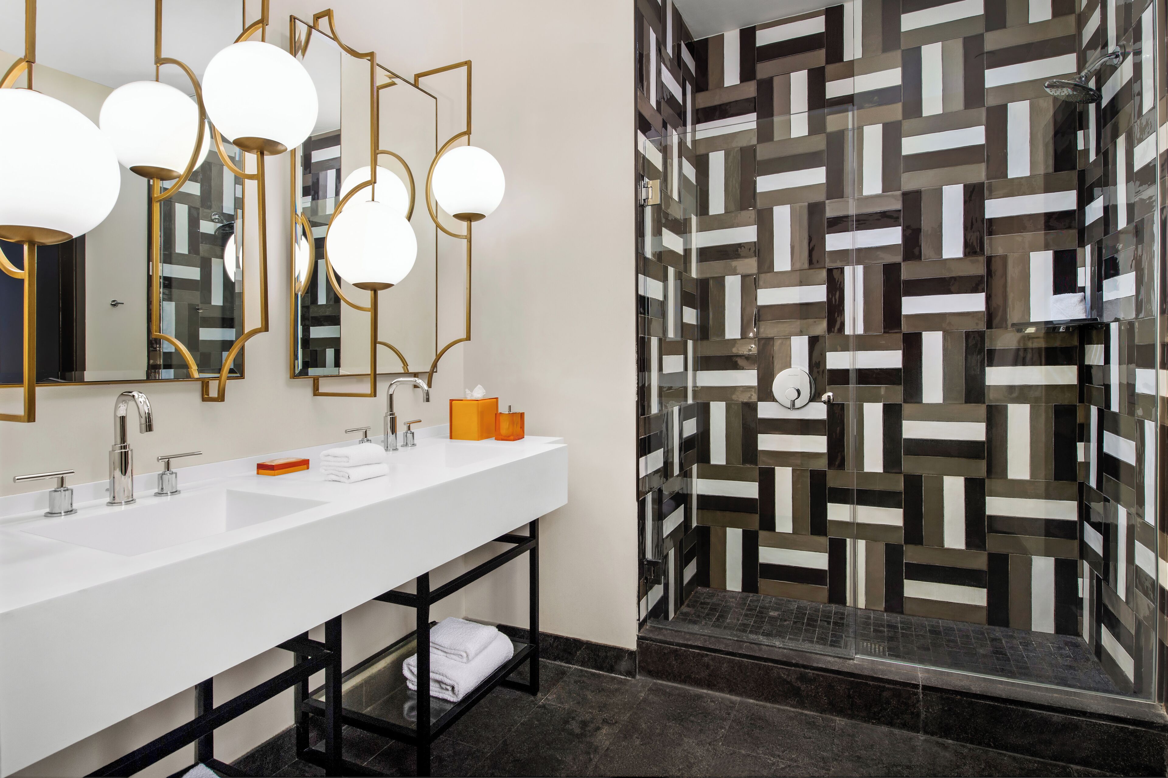 room, 2 queen beds, mobility accessible | bathroom | shower, deep-soaking bathtub, rainfall showerhead, designer toiletries