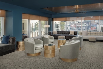 Sitting area in hotel lobby at The Troubadour Hotel New Orleans