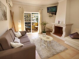 Flat-screen TV, DVD player