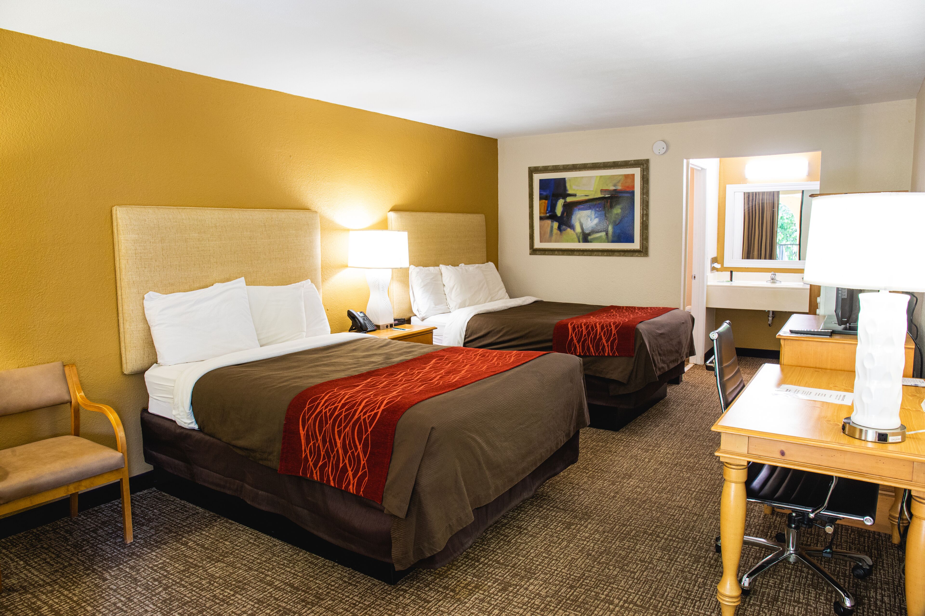 classic double room, 2 double beds | in-room safe, desk, iron/ironing board, free wifi