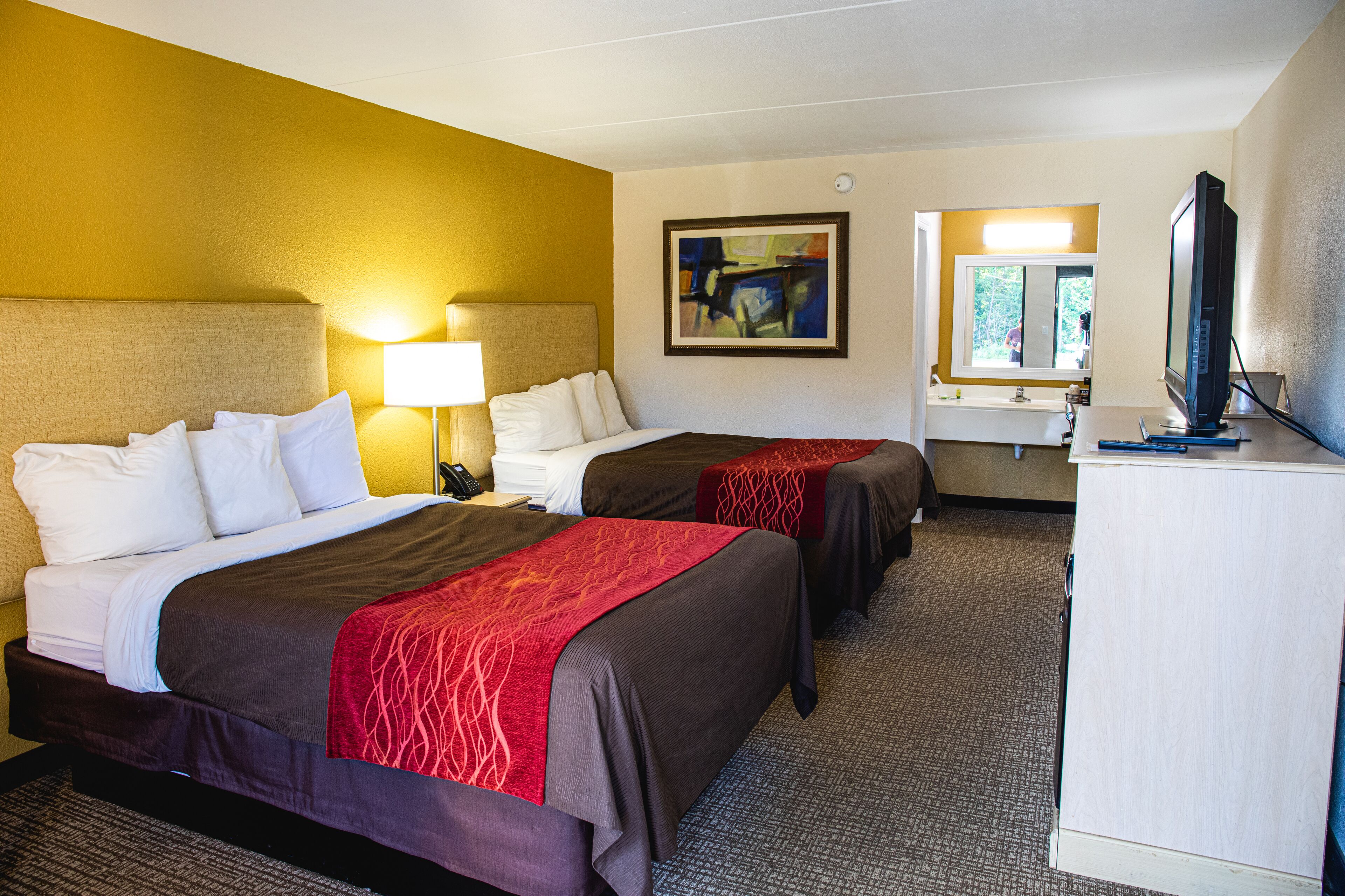 classic double room, 2 double beds | in-room safe, desk, iron/ironing board, free wifi