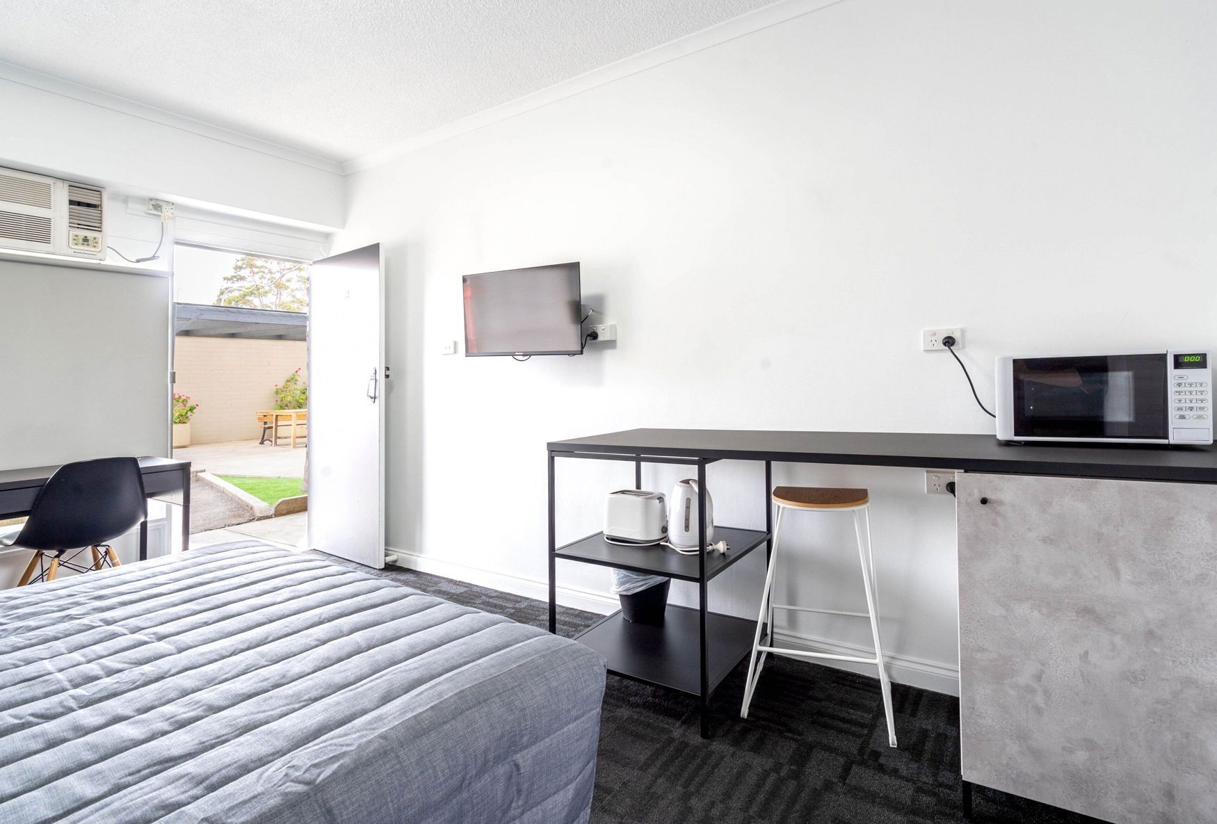 Desk, blackout curtains, iron/ironing board, free WiFi