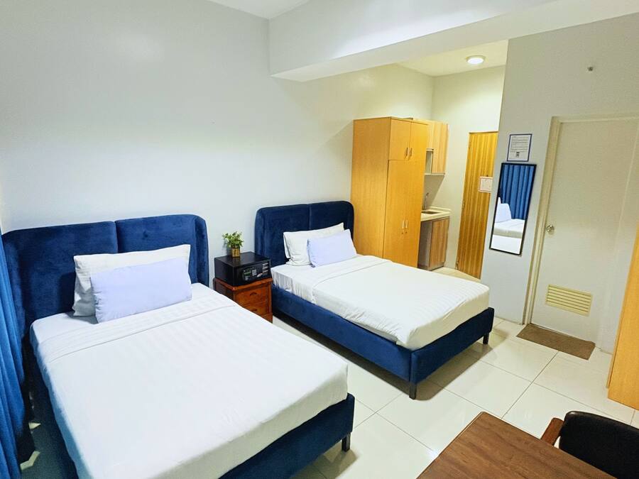 Desk, free WiFi, bed sheets
