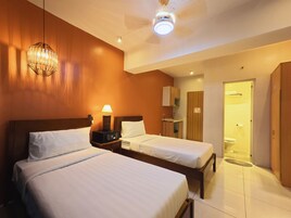 Desk, free WiFi, bed sheets