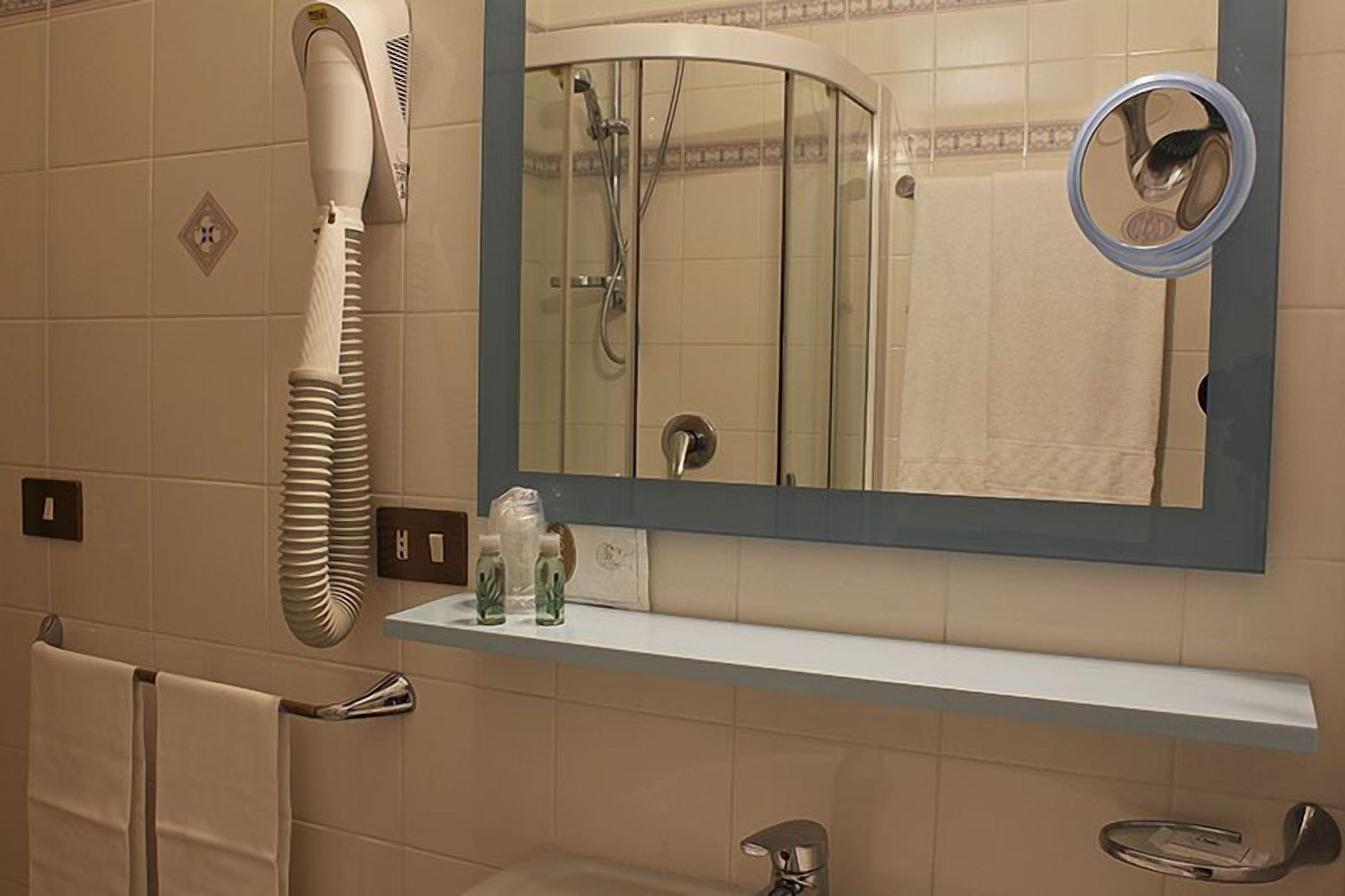 shower, free toiletries, hair dryer, bidet
