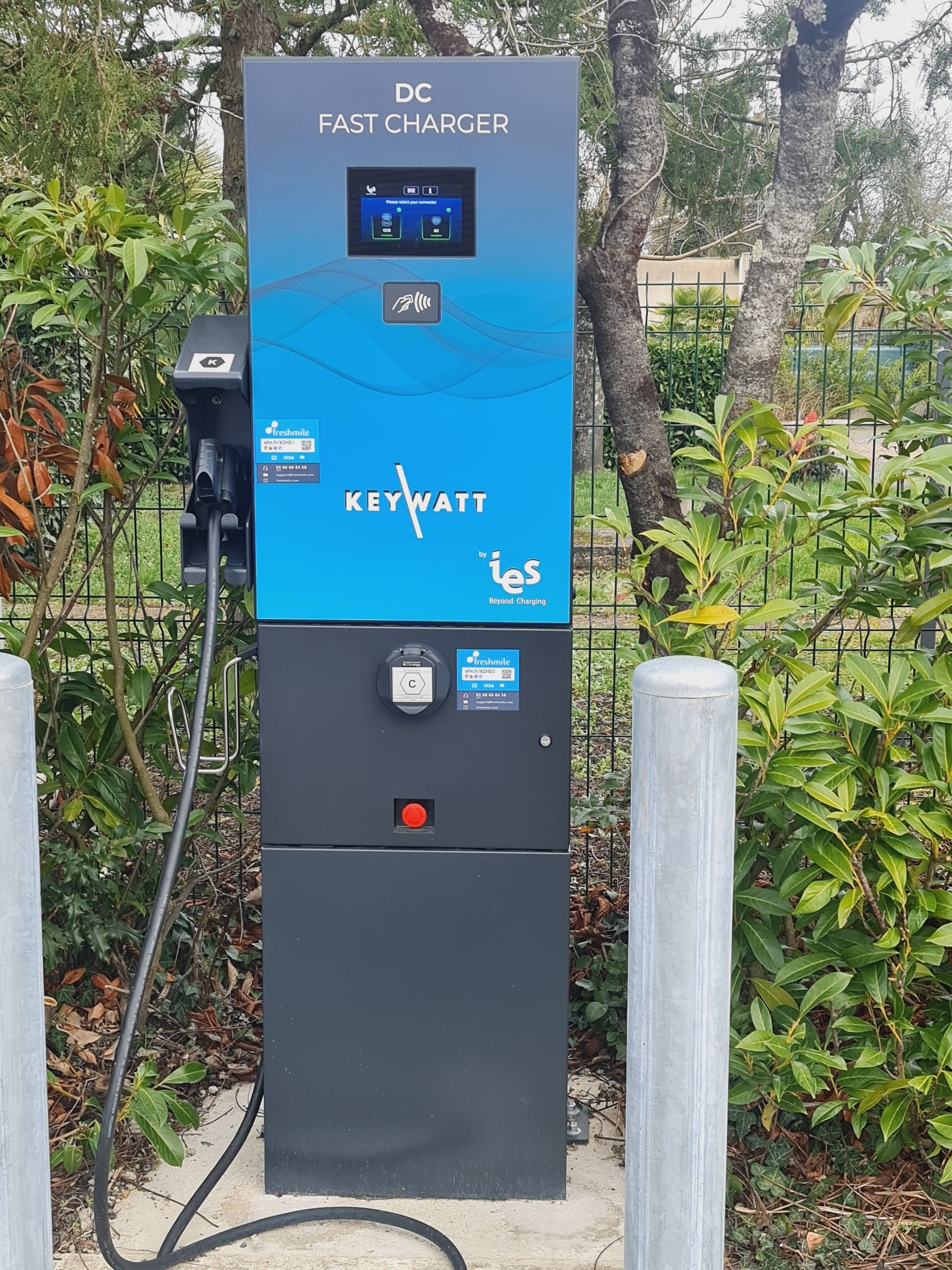 A DC fast charger for electric vehicles branded as KeyWatt by IES.