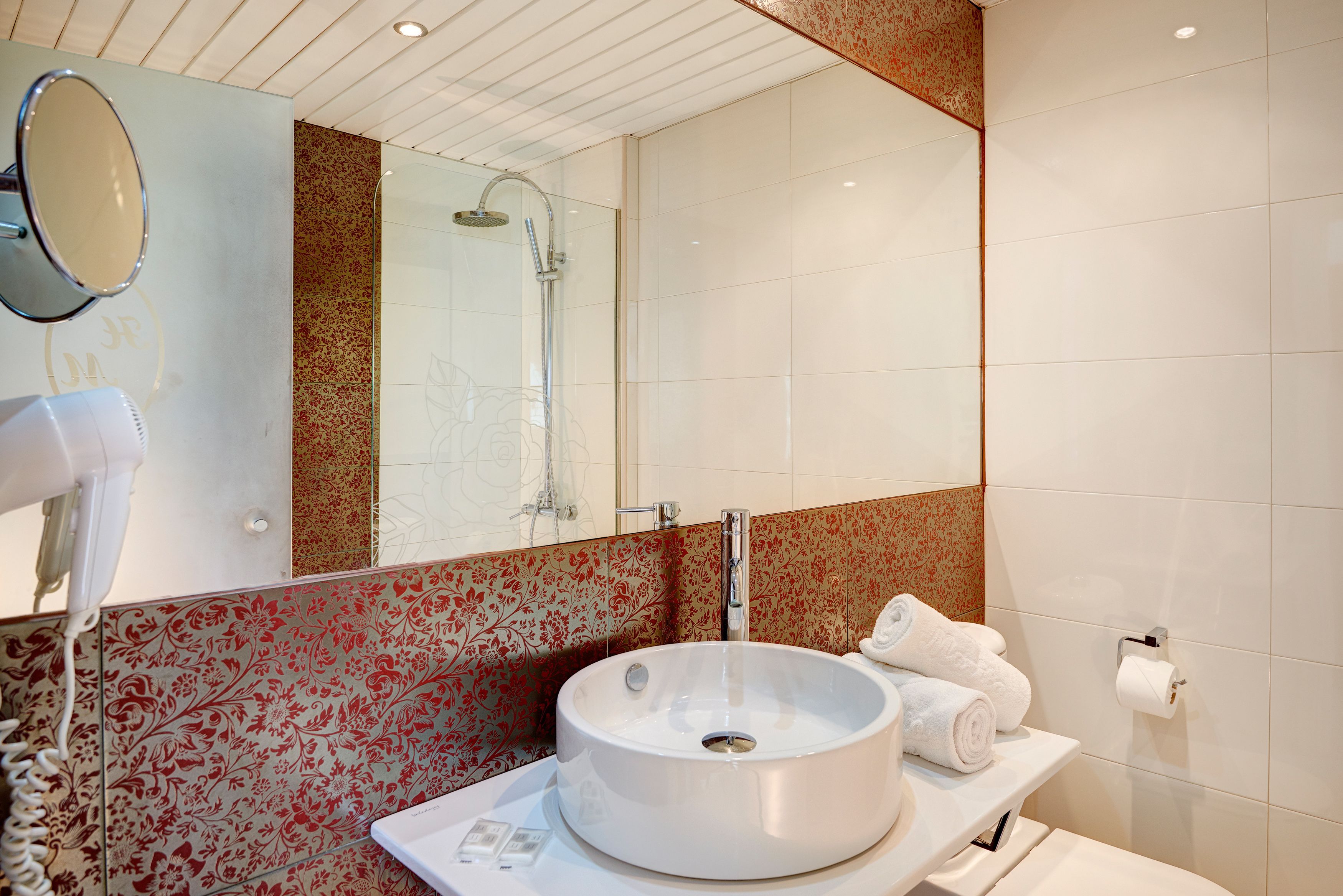 shower, towels, soap, toilet paper