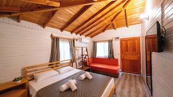 Desk, laptop workspace, free WiFi, bed sheets