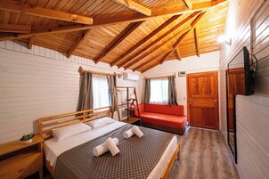 Desk, laptop workspace, free WiFi, bed sheets