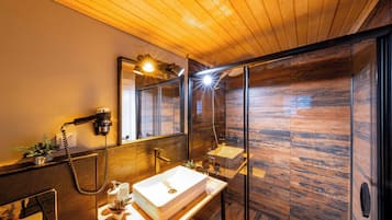 Shower, free toiletries, hair dryer, slippers