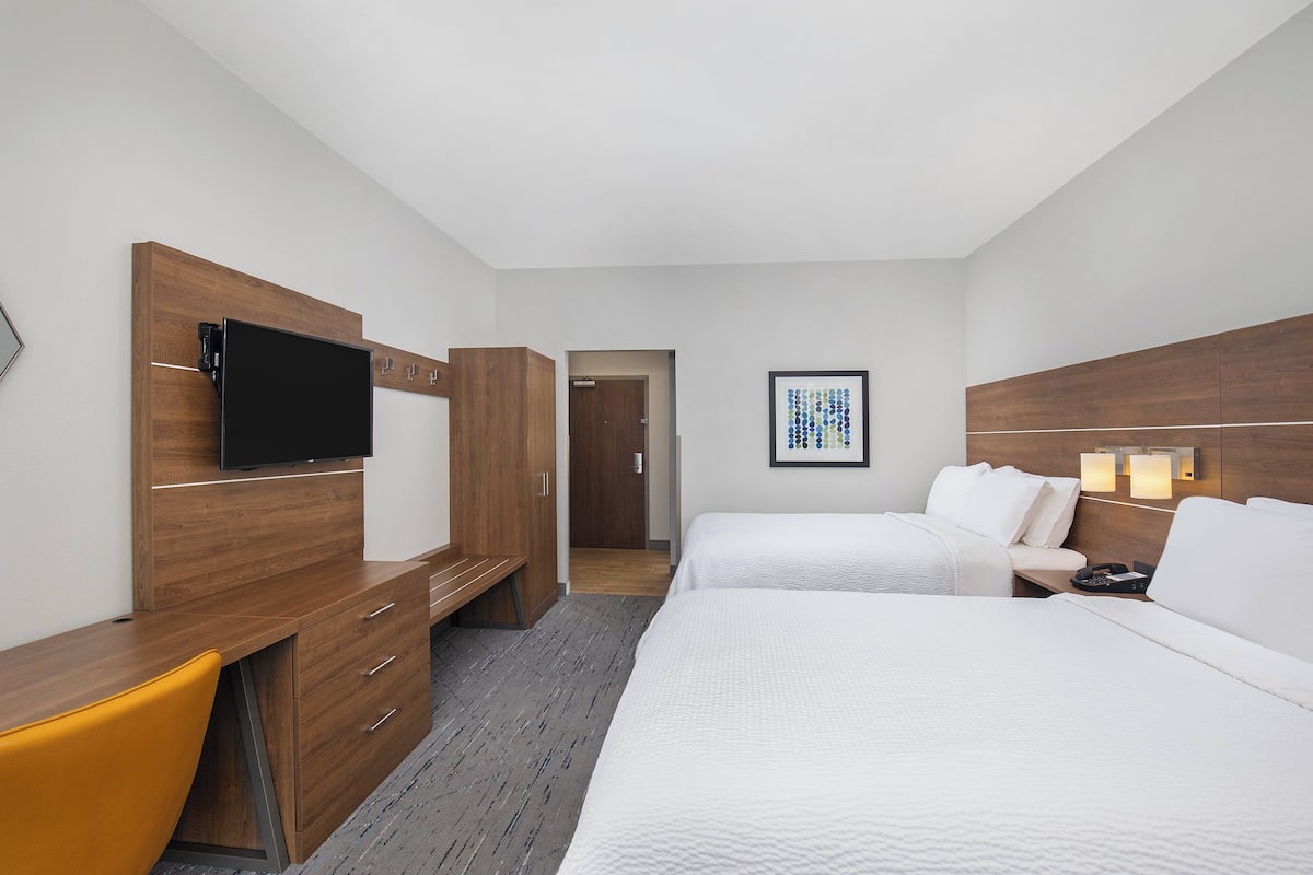 Standard Room, 2 Queen Beds | In-room safe, desk, blackout drapes, iron/ironing board