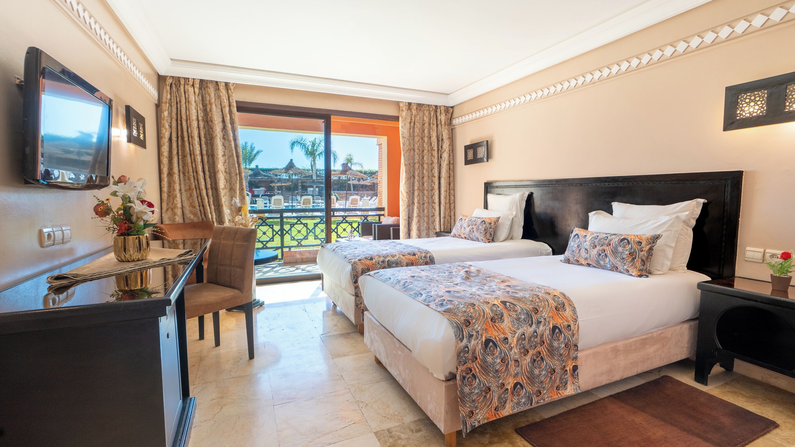 Double Room, Pool View | Premium bedding, minibar, in-room safe, individually decorated