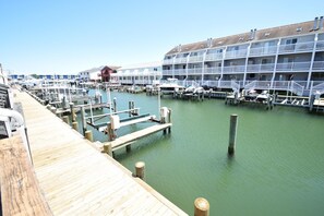 Overlooking the marina, this hotel offers stunning views of the calm water and docked boats.