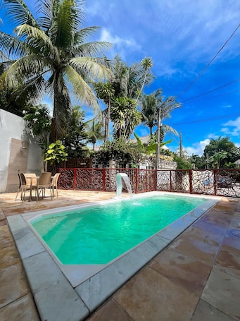 Outdoor pool, sun loungers