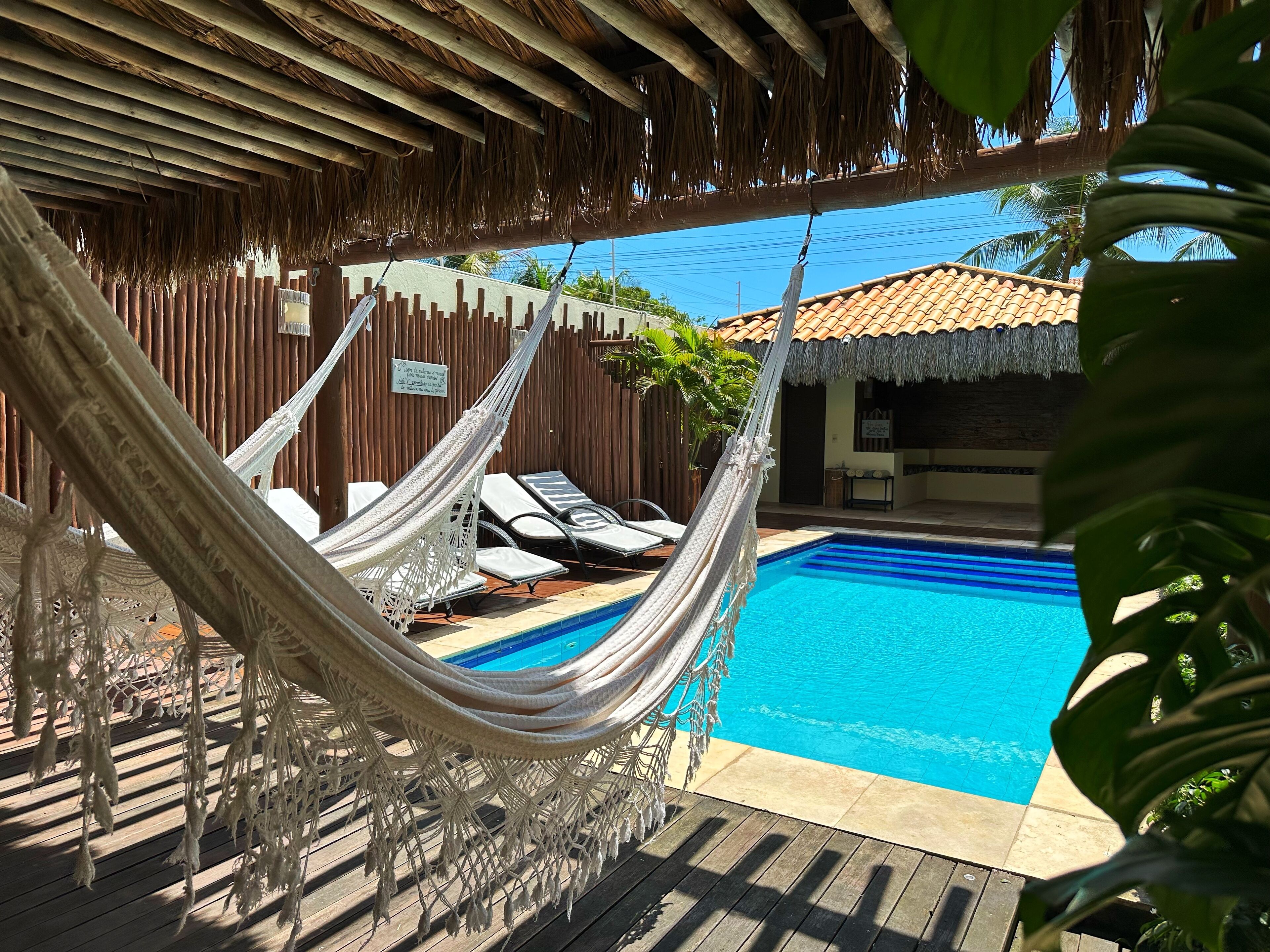 Outdoor pool, sun loungers
