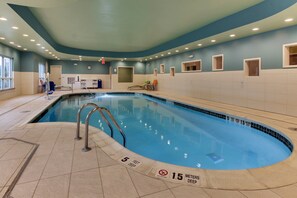 Indoor pool, open 8 AM to 10 PM, sun loungers