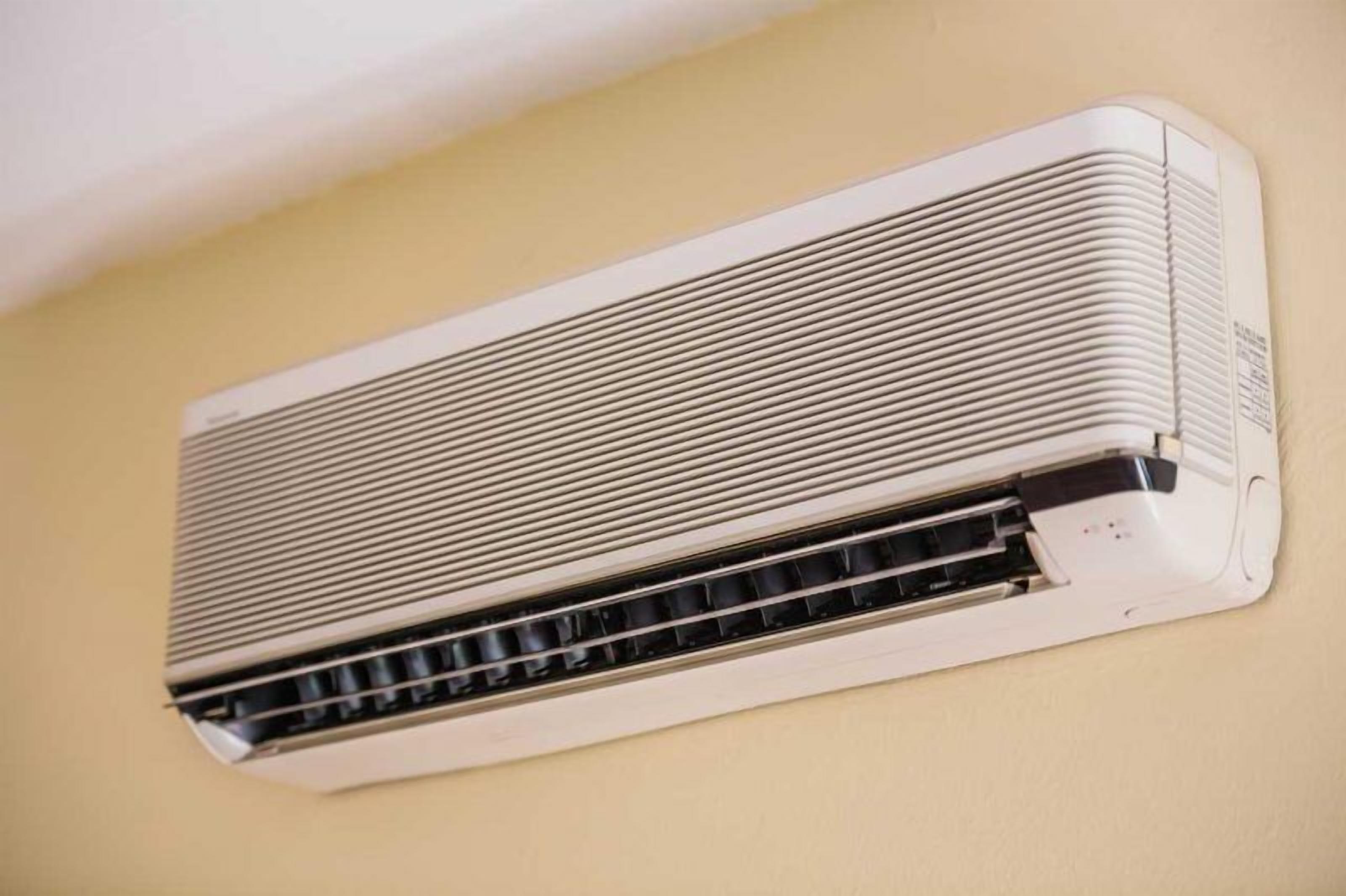 A wall-mounted air conditioner.