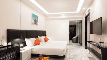 Luxury Suite, 1 Bedroom, Non Smoking, City View | In-room safe, desk, laptop workspace, blackout curtains