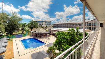 Outdoor pool, sun loungers
