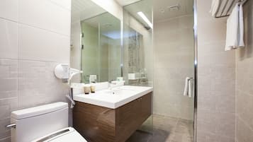 Shower, free toiletries, hair dryer, bathrobes