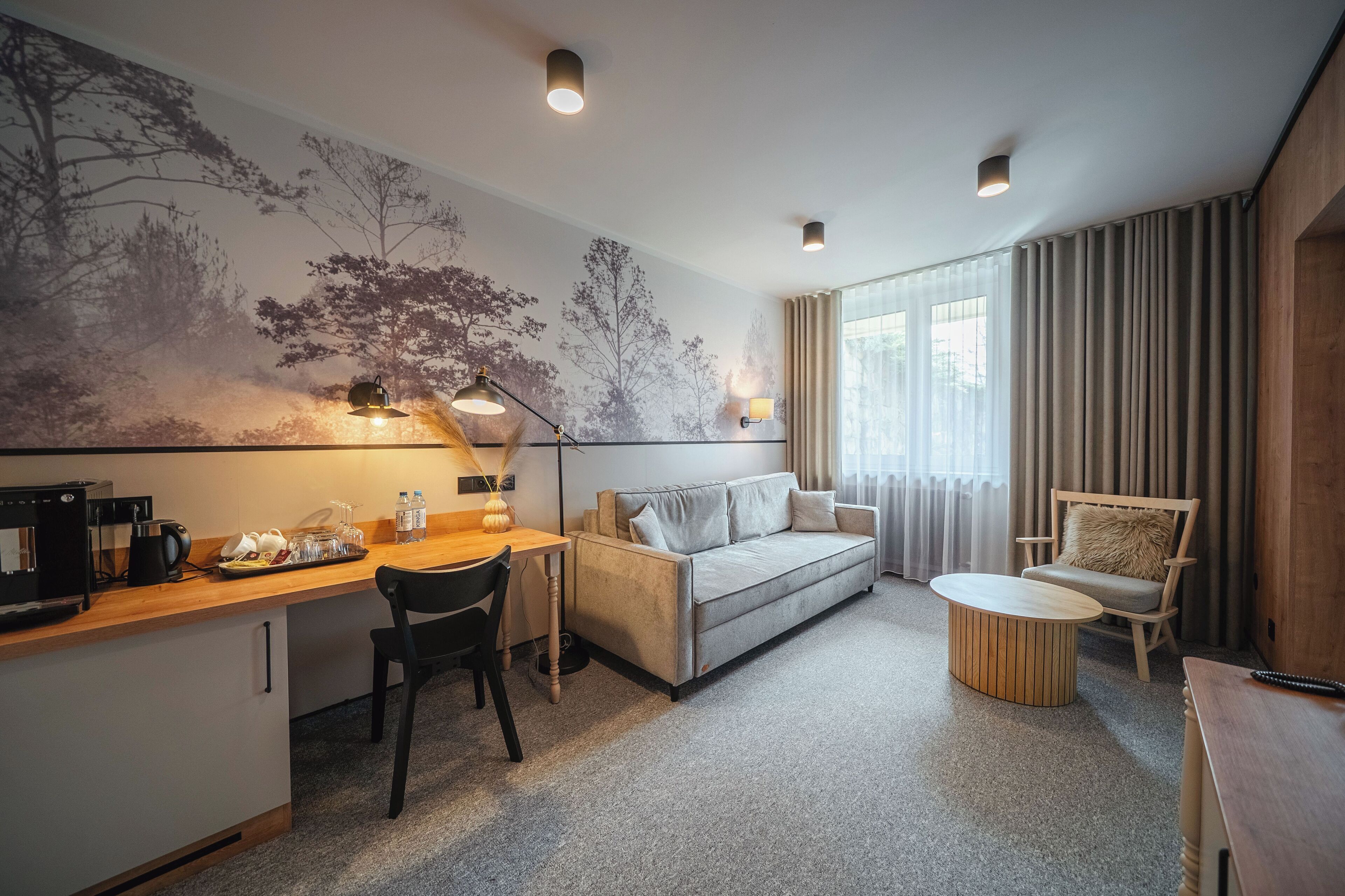 deluxe studio (2 adults with direct access to therms) | 1 bedroom, desk, blackout curtains, soundproofing