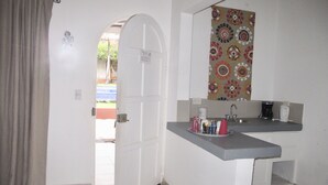 Superior Double Room, 1 King Bed, Patio, Pool View | Private kitchenette | Coffee/tea maker, mini-fridge, electric kettle - Casa Mapache B&B (Tamarindo)