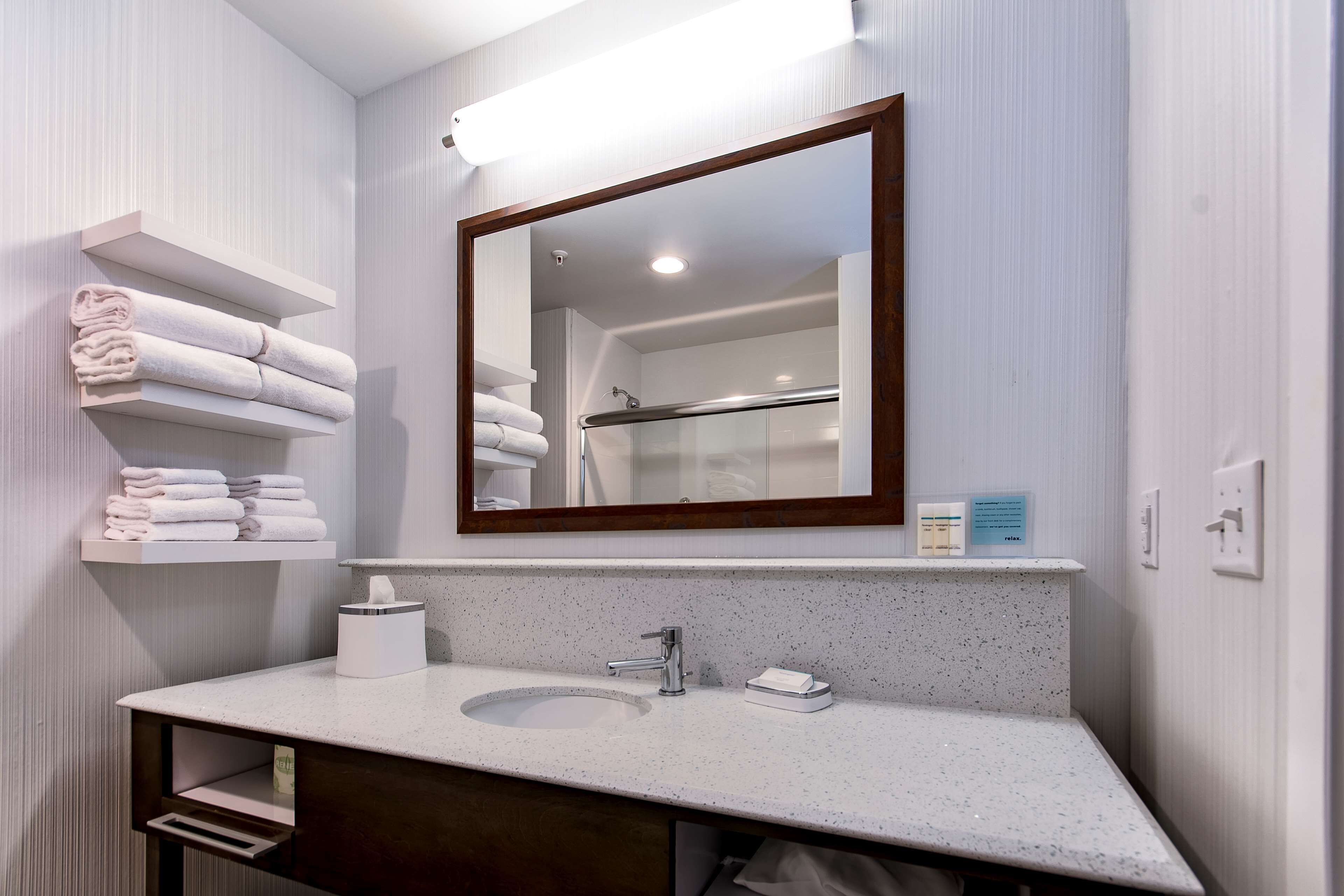 free toiletries, hair dryer, towels