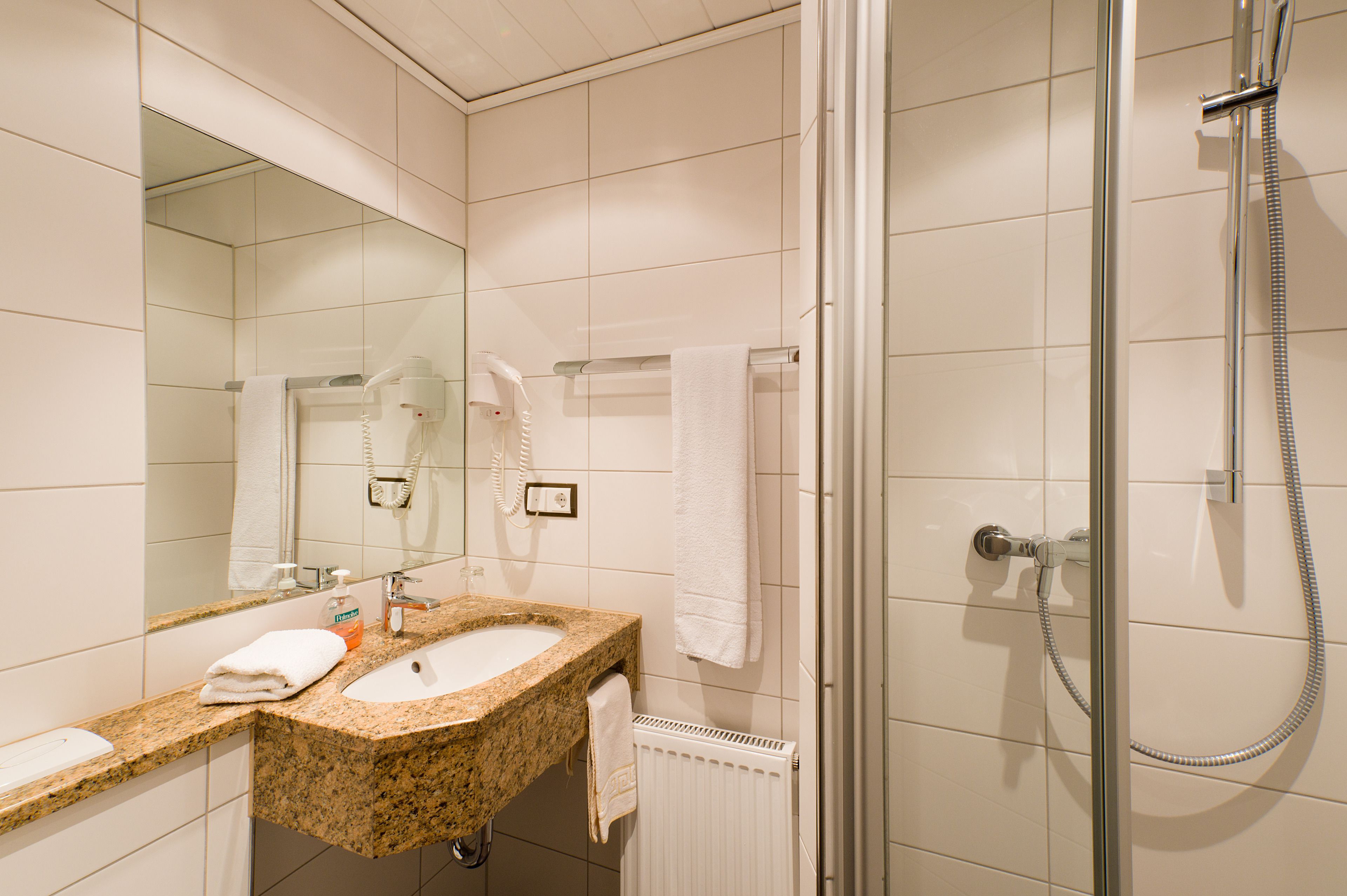 economy single room | bathroom | shower, free toiletries, hair dryer, towels