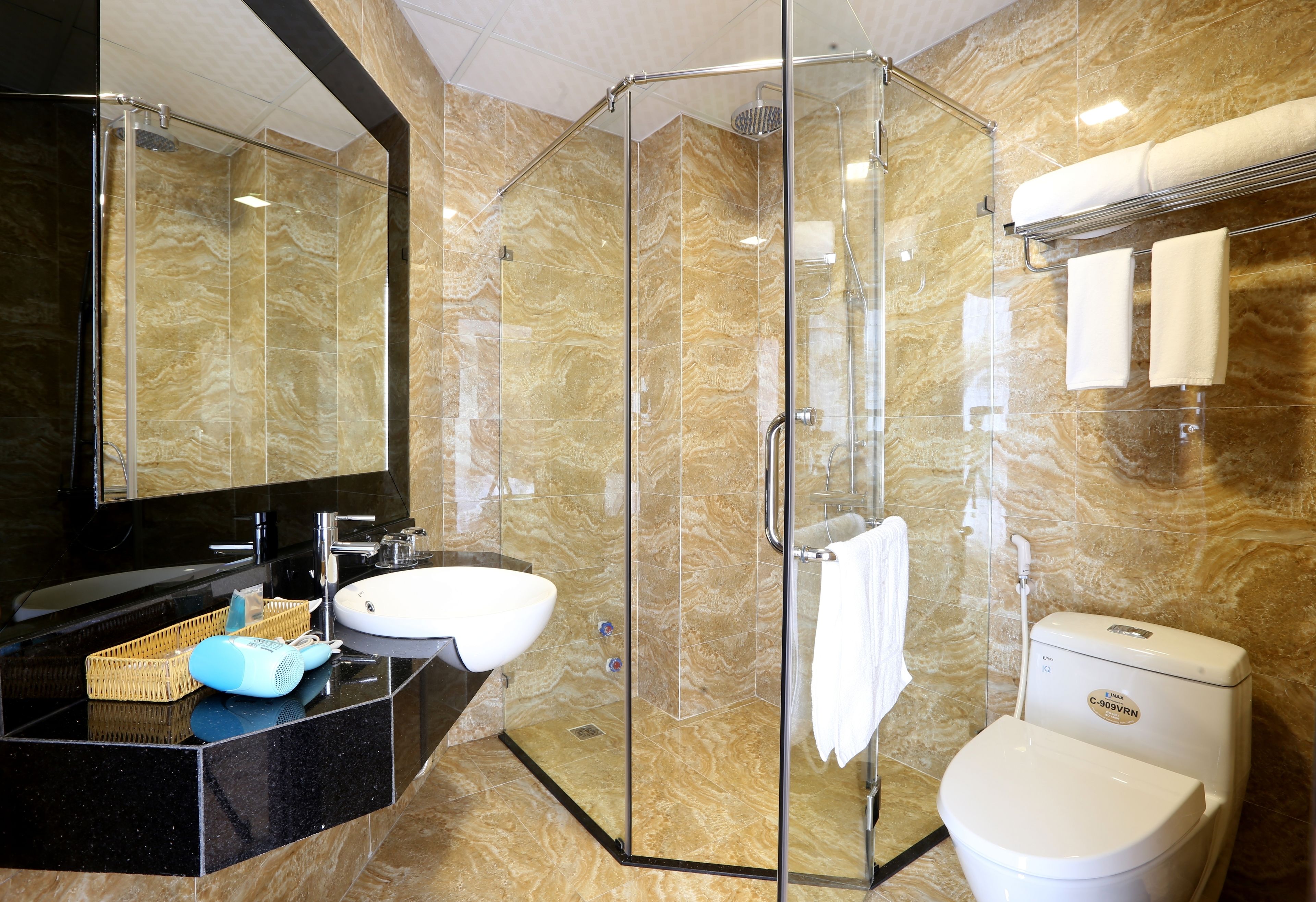 free toiletries, hair dryer, bathrobes, slippers