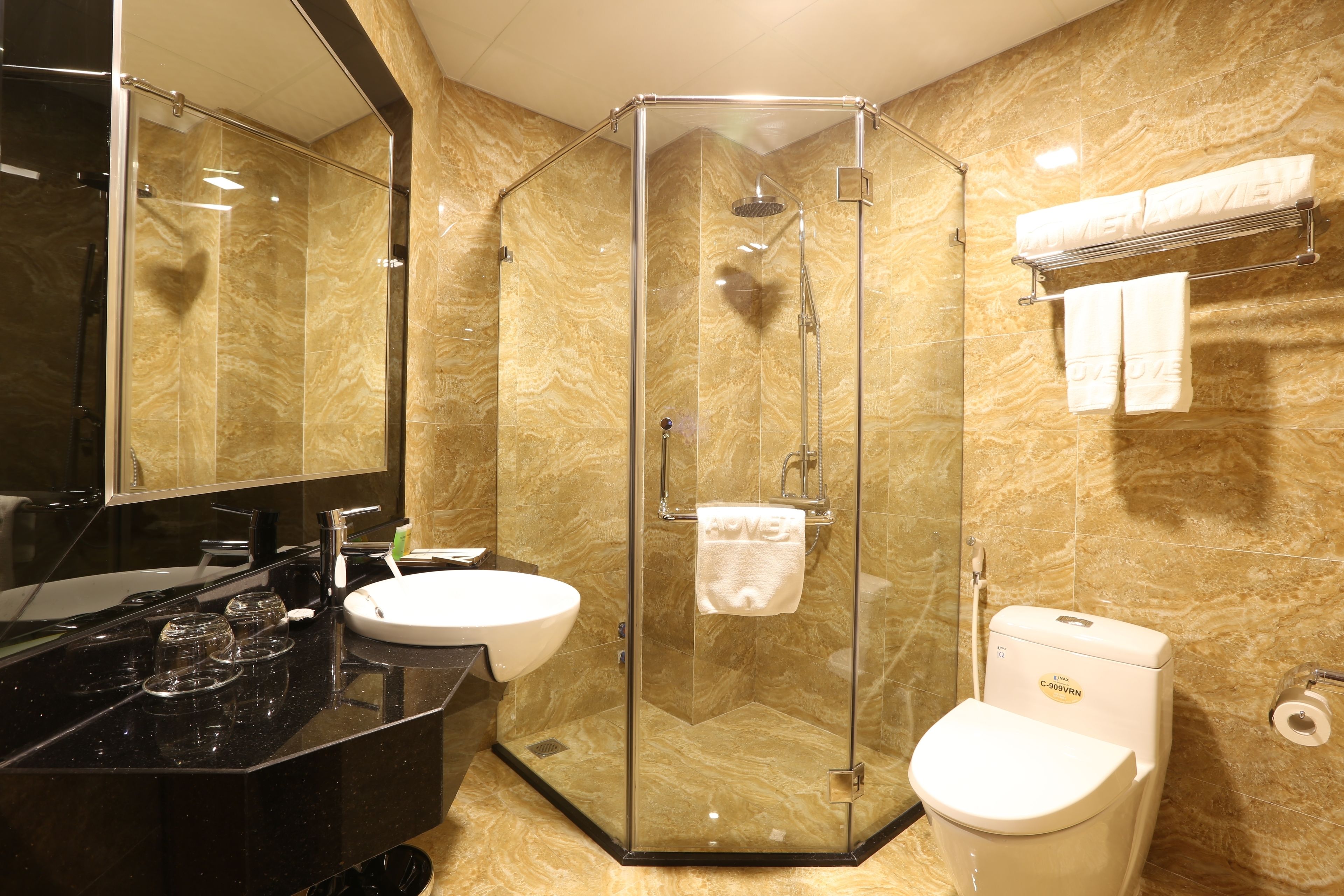 free toiletries, hair dryer, bathrobes, slippers