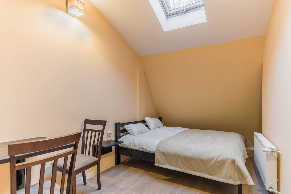 Habitación doble económica, baño compartido | Tabla de planchar con plancha y wifi gratis