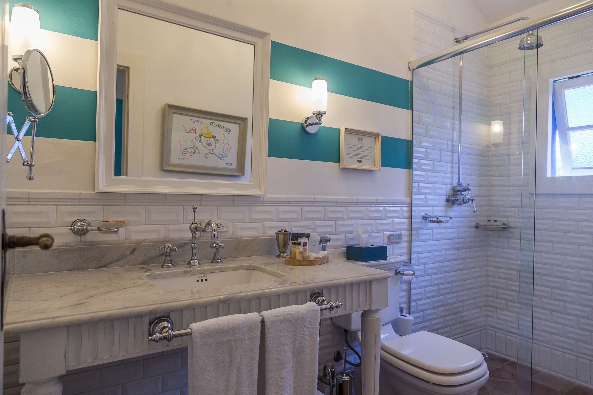 superior room | bathroom | designer toiletries, hair dryer, bathrobes, towels