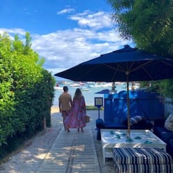On the beach, sun-loungers, beach umbrellas, beach towels