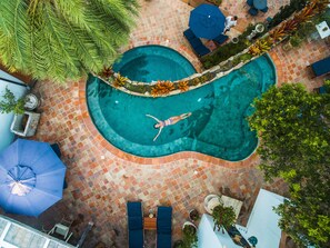 2 outdoor pools, pool umbrellas, pool loungers
