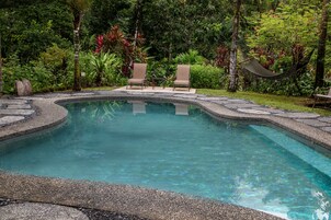 Outdoor pool, sun loungers