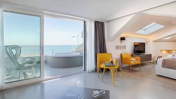 Suite Panoramique, vue mer | 1 chambre, literie de qualité supérieure