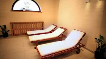 Steam room, body treatments, hot stone massages, prenatal massages