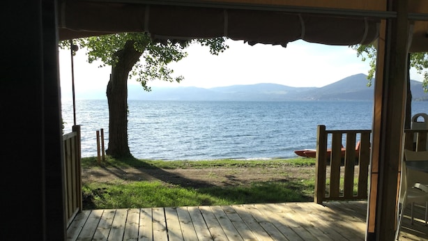 Deluxe Tent, 2 Bedrooms, Private Bathroom, Beachfront | Terrace/patio - Parco del Lago Glamping & Lodges (Rome)