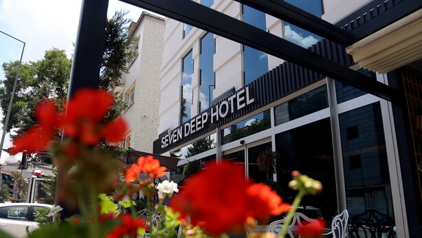 The exterior of the Seven Deep Hotel with a clear view of the building's facade and signage. - Seven Deep Hotel (Ankara)