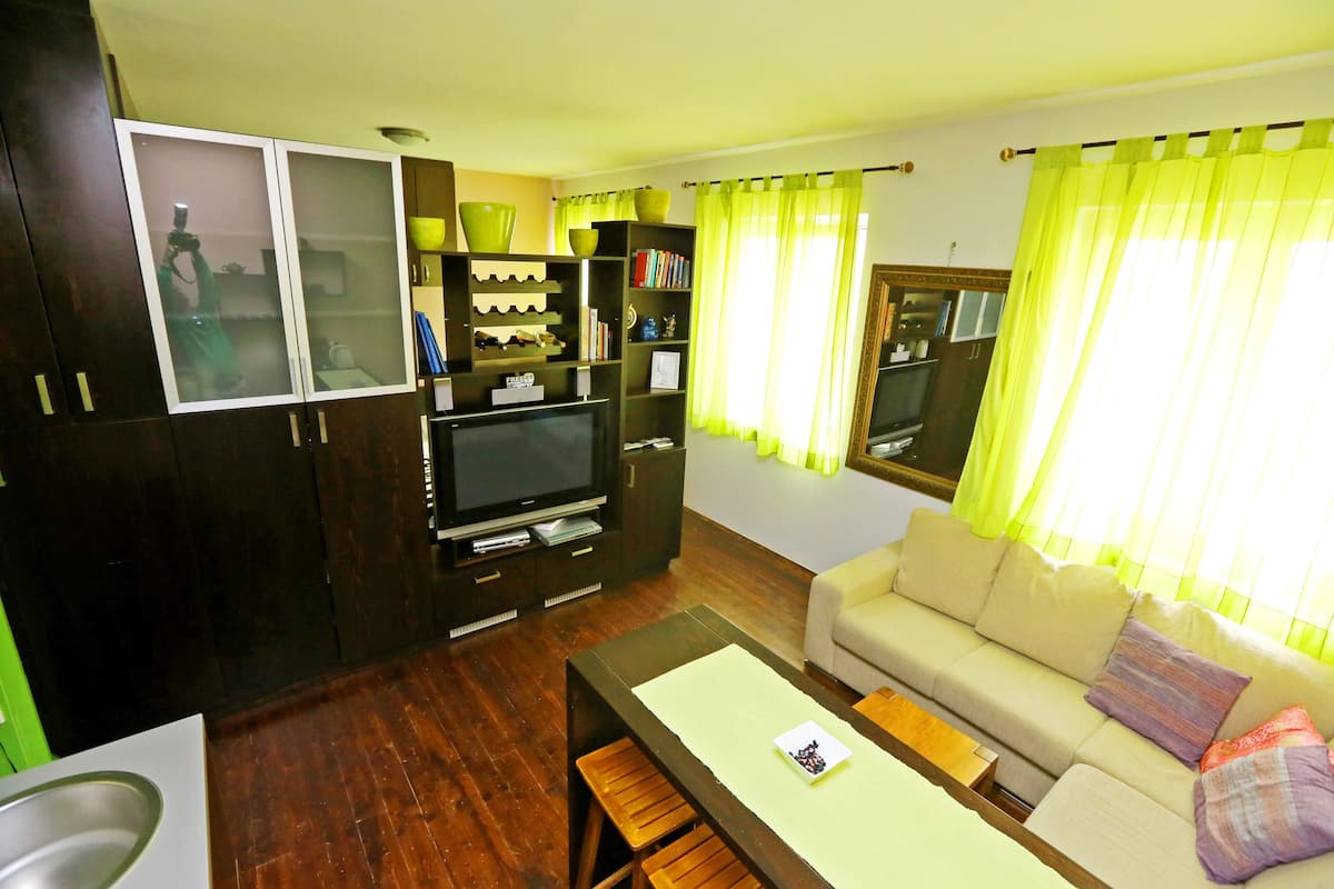 City Apartment, 1 Katil Kelamin (Double) dengan Katil Sofa, City View | Ruang tamu | TV skrin rata