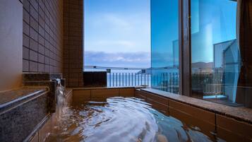 Double Room, Ocean View | Bathroom | Separate bathtub and shower, spring water bathtub, free toiletries