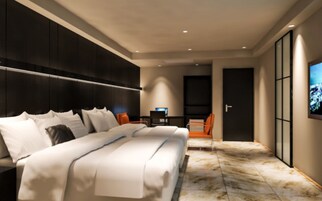 1 bedroom, down comforters, free minibar, desk