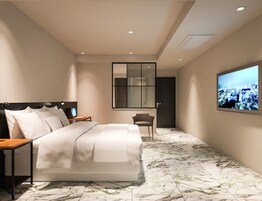 华丽双人房 | 羽绒被、迷你吧（备有免费物品）、办公桌、隔音