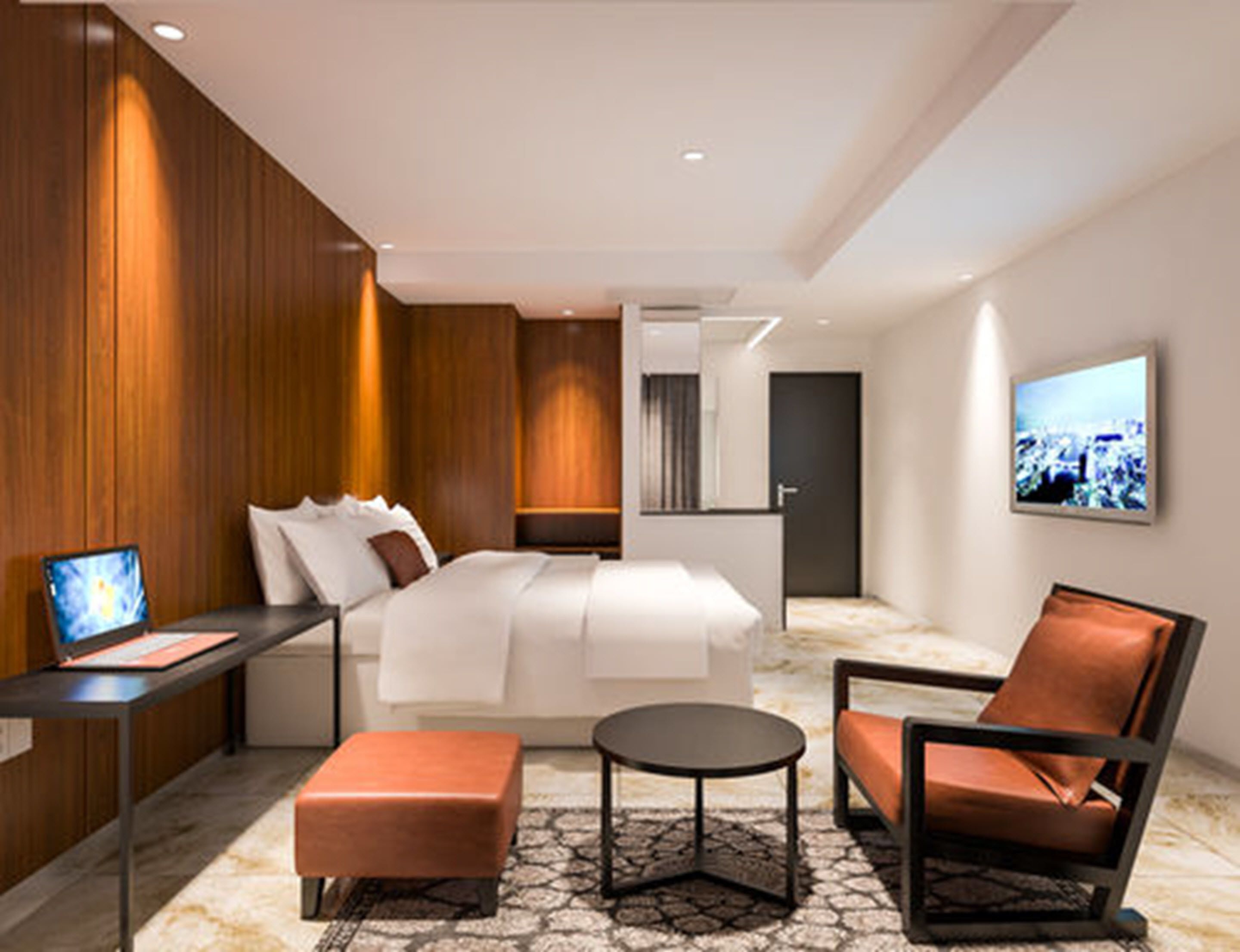 1 bedroom, down duvets, free minibar, desk