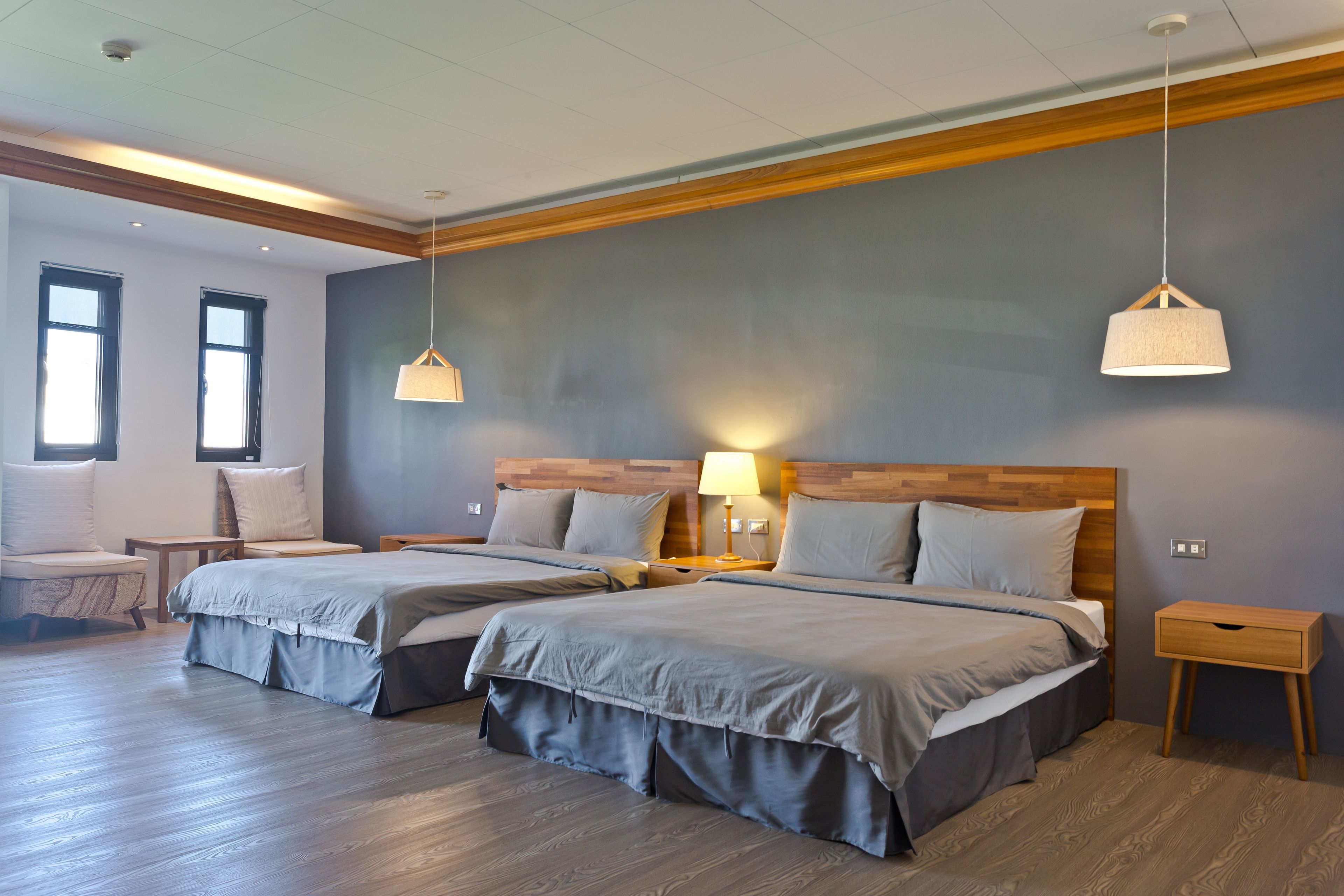 Desk, blackout curtains, free WiFi