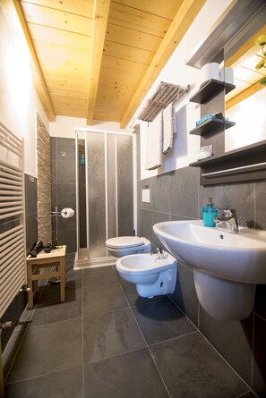 Deluxe Double or Twin Room, Patio, Ground Floor | Bathroom | Shower, hair dryer, towels, soap